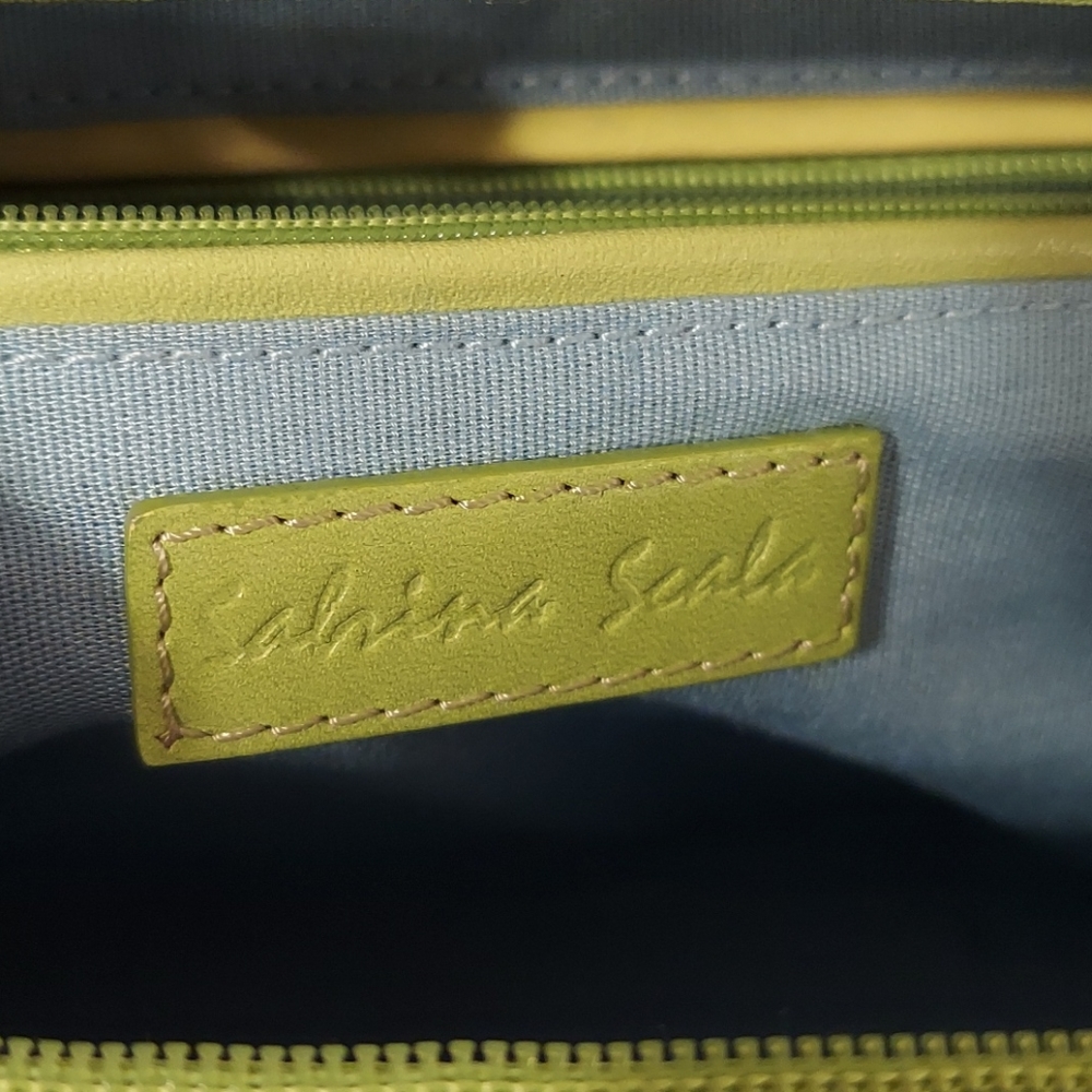 VTG Y2K Sabrina Scala Green & Yellow Ombre Colored Handbag w/Silvertone Hardware - Picture 12 of 17
